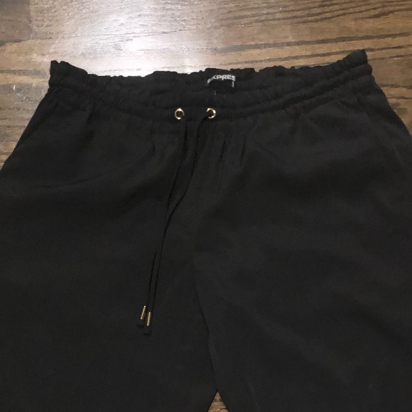 Express Black Ankle Length Drawstring Slacks - Picture 2 of 4